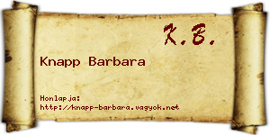 Knapp Barbara névjegykártya